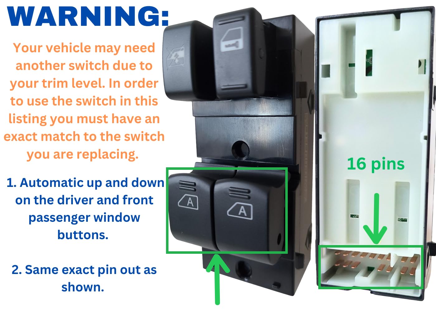 Window Master Switch for 2003-2008 Nissan 350Z 25401-CD02D