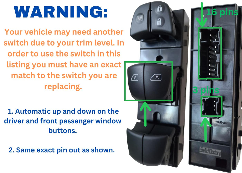 Window Master Switch for 2013-2018 Nissan Altima Sedan SL, SV