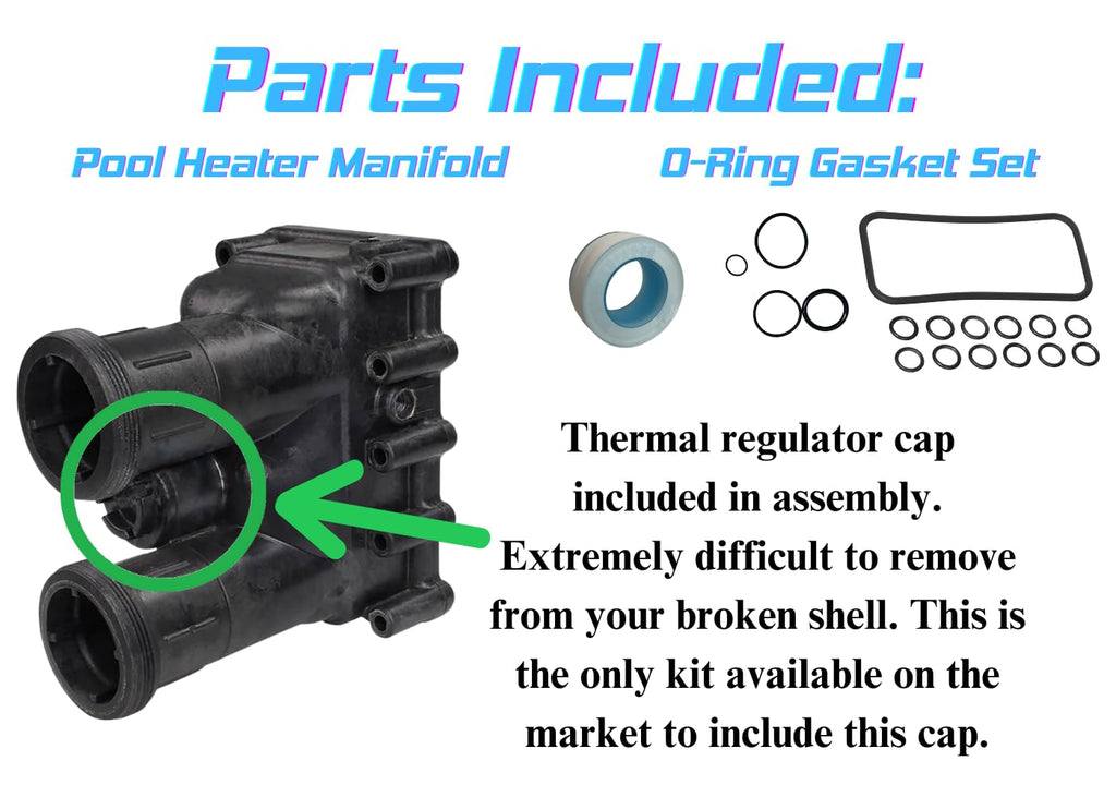 Pool Heater Manifold Assembly Kit with O-Rings for Pentair MasterTemp 175, 200, 250, 300, 400 Sta-Rite Max-e-Therm SR200, SR333, SR400 77707-0205, 77707-0206 77707-0014 77707-0015