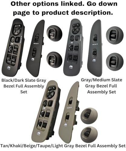 SWITCHDOCTOR Window Master Switch and Gray Bezel Set for 2002-2008 Dodge Ram 1500 2500 3500 (Quad Cab, Crew, Medium Slate Gray, 68171680AA, 56049805AB, 56049805AA, 56045334AE)
