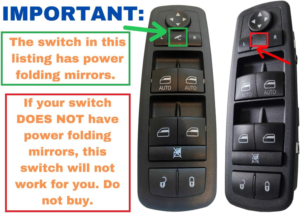 Window Master Switch for 2013-2014 Dodge Ram 1500 2500, 2015 Ram; 2012-2015 Grand Caravan, Town & Country