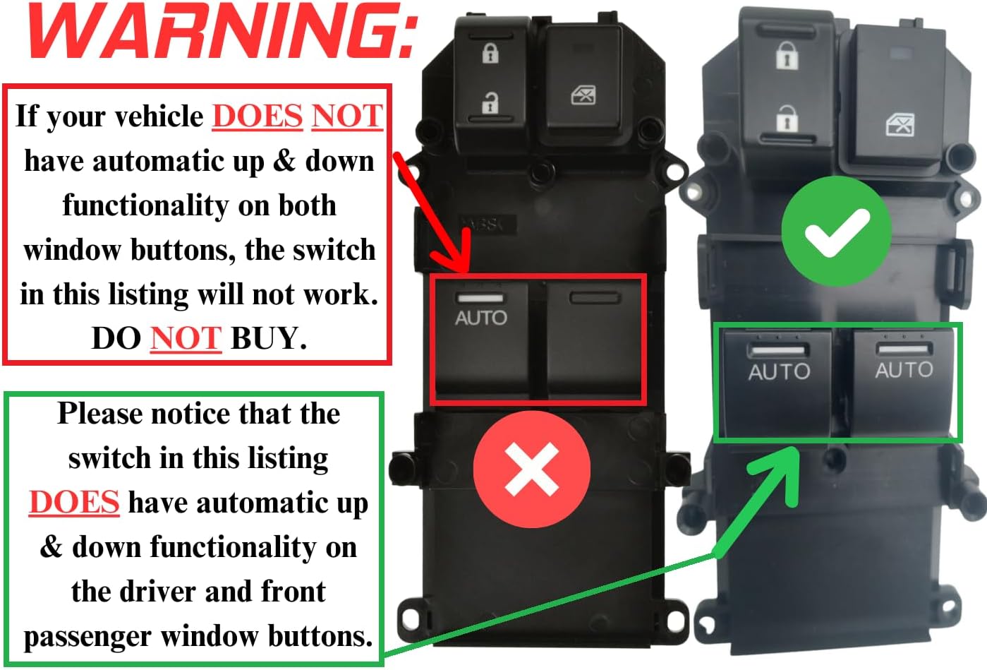 Window Master Switch for 2008-2012 Accord Coupe