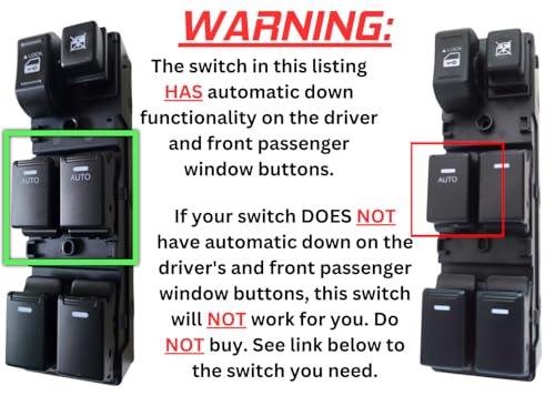 SWITCHDOCTOR Window Master Switch compatilbe with 2011-2013 Sorento (Dual Automatic up and Down)