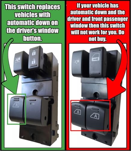 SWITCHDOCTOR Window Master Switch Assembly for 2008, 2009, 2010, 2011, 2012, 2013 Nissan Altima Coupe S (Bezel, Mirror, Full Assembly)