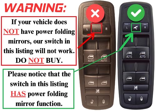 SWITCHDOCTOR Window Master Switch Compatible with 2012-2016 Grand Caravan, Town & Country and 2012, 2015 Ram C/V