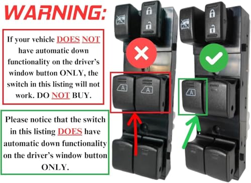 SWITCHDOCTOR Window Master Switch Assembly for 2007, 2008, 2009, 2010, 2011, 2012 Nissan Altima Sedan (S, Base)