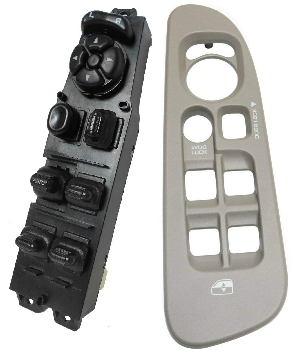 SWITCHDOCTOR Window Master Switch & Bezel Set for 2002, 2003, 2004, 2005, 2006, 2007, 2008 Dodge Ram (Quad Cab, Crew) (Tan Bezel)
