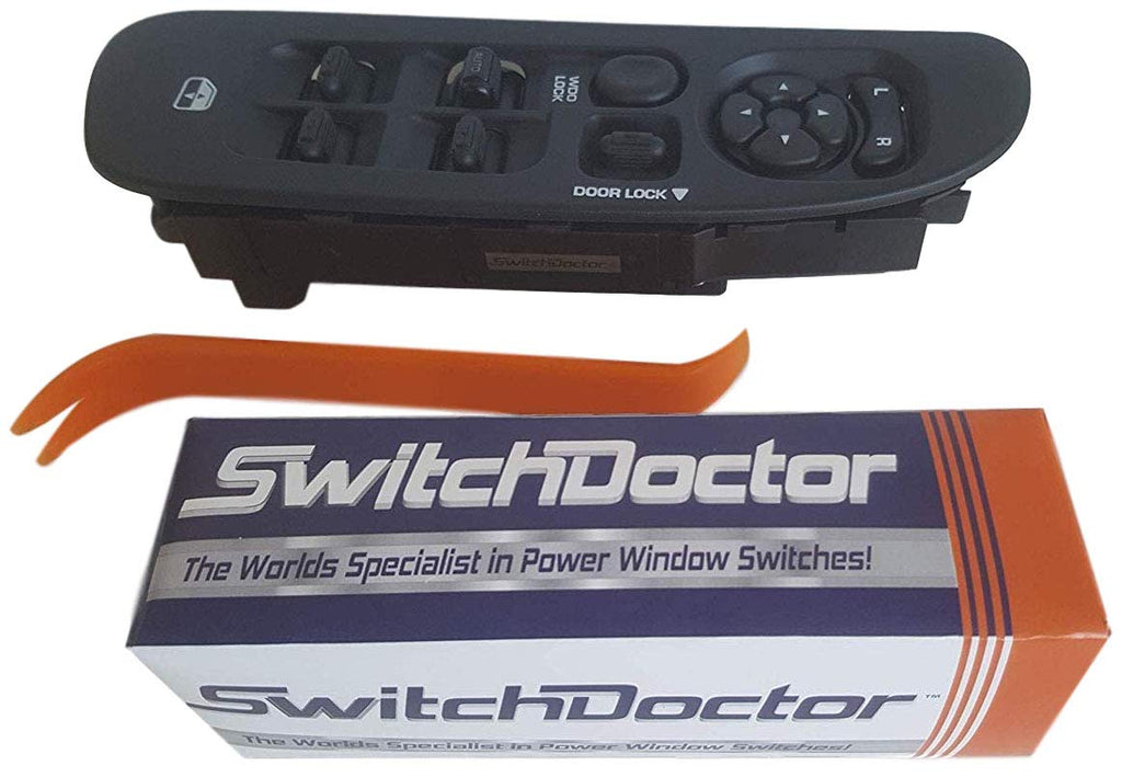 SWITCHDOCTOR Fully Assembled Window Switch & Black Bezel Set for 2002-2008 Dodge Ram (Quad Cab, Crew, 68171680AA, 56049805AB, 56049805AA, 56045334AE, Dark Slate Gray/Black)