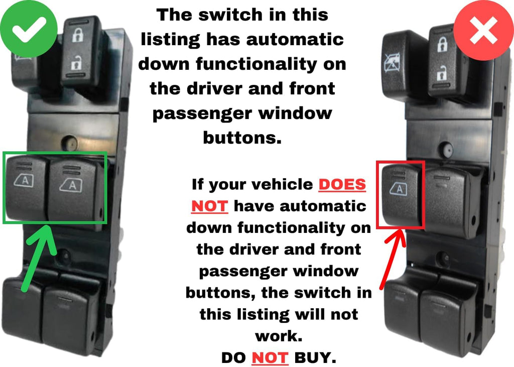 SWITCHDOCTOR Window Master Switch for 2007-2012 Nissan Altima Sedan S, SE, SL, SR (25401-ZN50B, Mirror, Power, Control, Button)