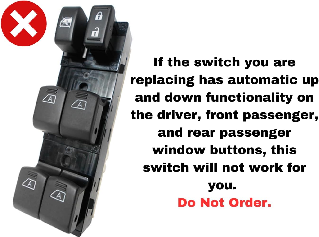 SWITCHDOCTOR Window Master Switch for 2009-2014 Nissan Maxima S, SV (25401-9N00E)