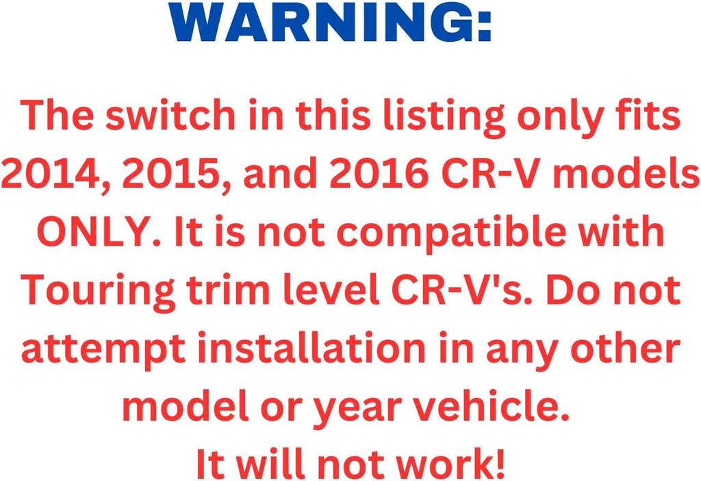 SWITCHDOCTOR Master Power Window Switch for 2014-2016 CRV ONLY (CR-V) (NOT for Touring)