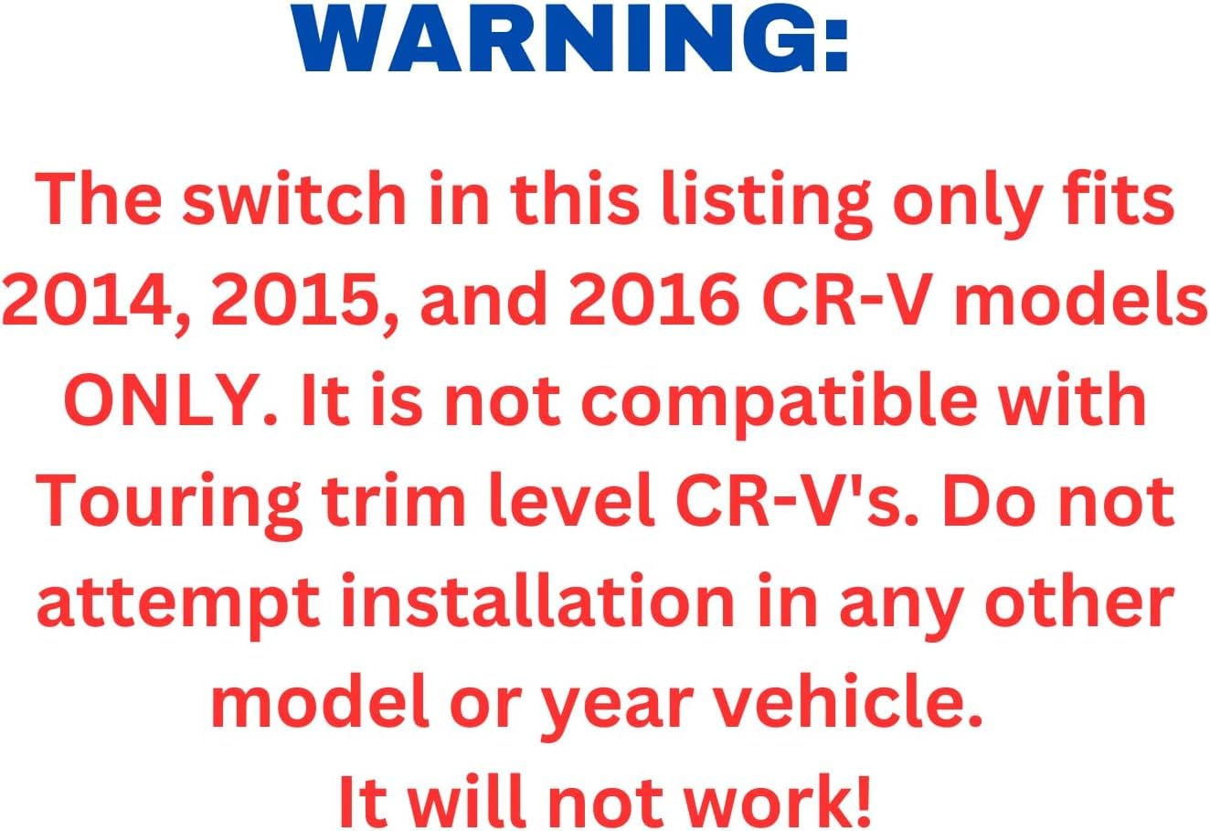 SWITCHDOCTOR Master Power Window Switch for 2014-2016 CRV ONLY (CR-V) (NOT for Touring)