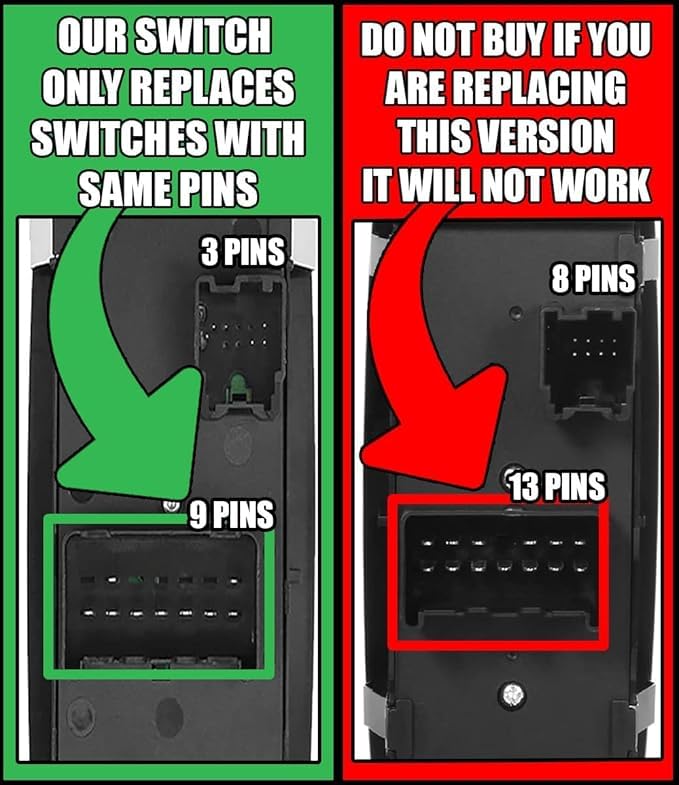 SWITCHDOCTOR Window Master Switch for 2009-2010 Dodge Journey; 2008-2009 Chrysler Town & Country, Grand Caravan, Nitro, Jeep Liberty (Pin Check Required)