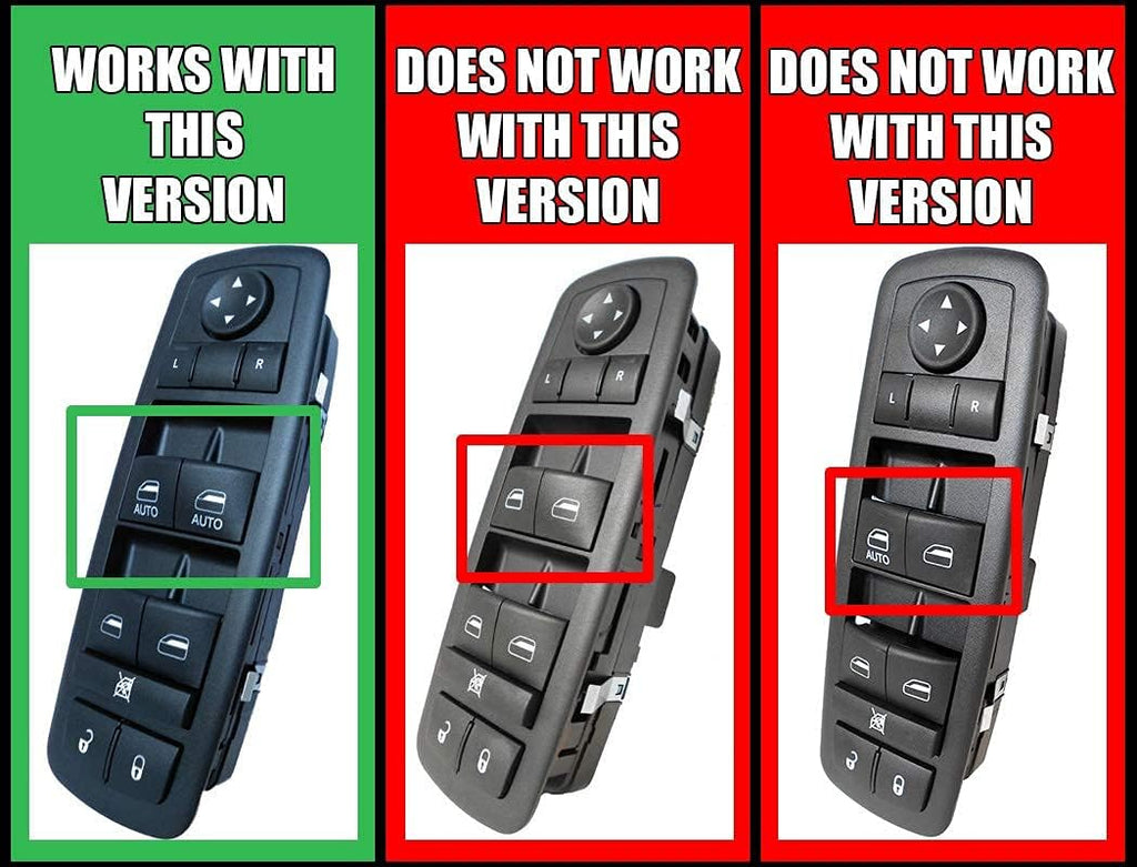 SWITCHDOCTOR Window Master Switch for 2013-2015 Dodge Ram 1500 2500 (Green Lights, Quad Cab, Crew)