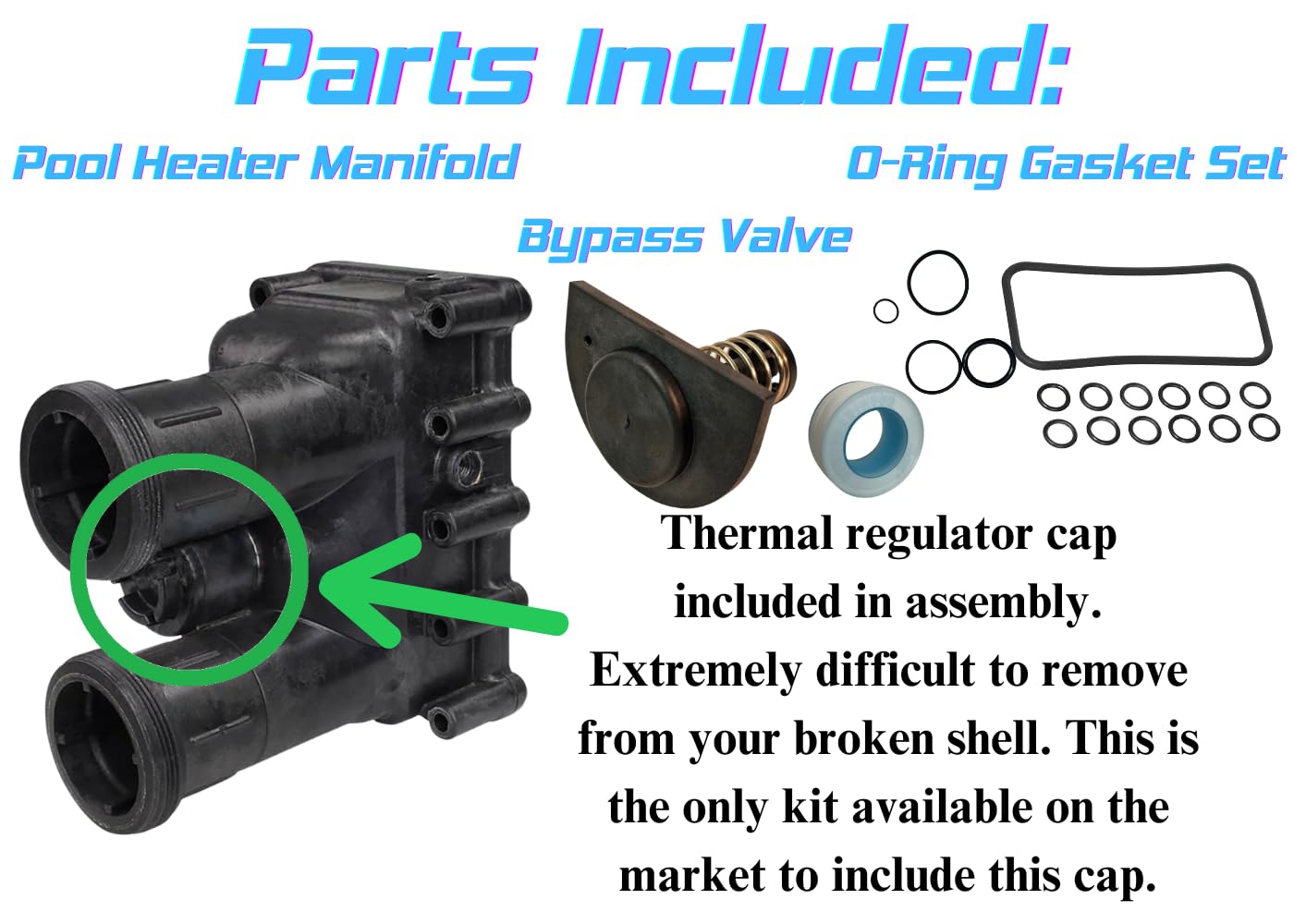 SWITCHDOCTOR Pool Heater Manifold Assembly Kit with O-Rings and Bypass Valve for Pentair MasterTemp 175, 200, 250, 300, 400 Sta-Rite Max-e-Therm SR200, SR333, SR400 77707-0205 77707-0206 77707-0014