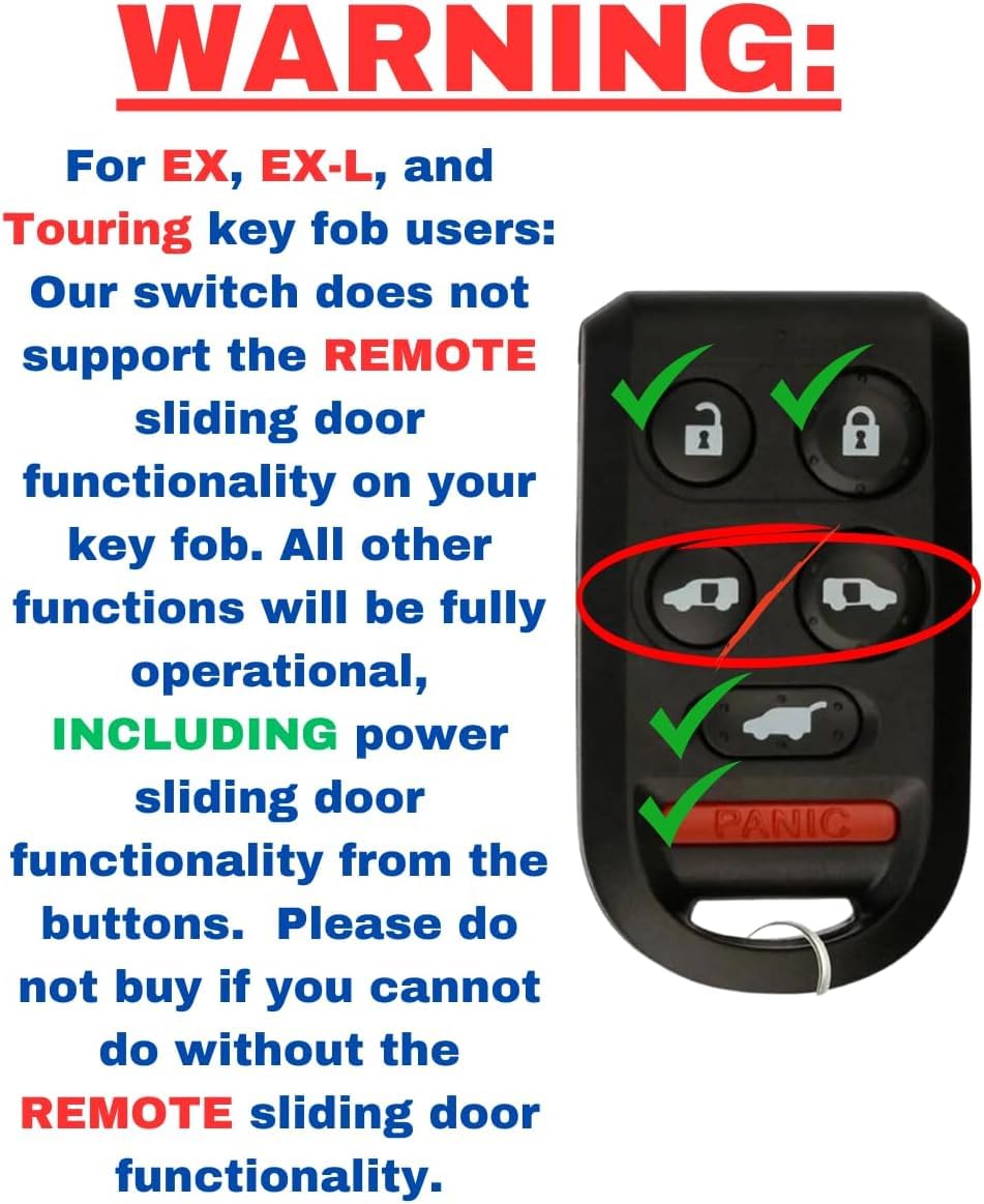 SWITCHDOCTOR Window Switch Set for 2005, 2006, 2007, 2008, 2009, 2010 Honda Odyssey (Full Assembly with Bezel & Mirror, Trim, Panel, Cover)