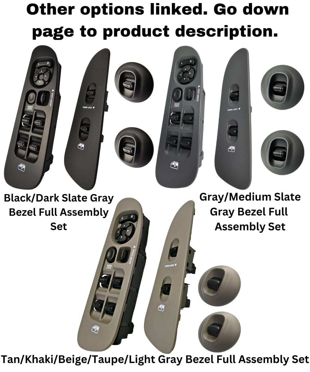 SWITCHDOCTOR Rear Passenger Window Switch and Bezel Set for with 2002-2008 Dodge Ram (Gray)