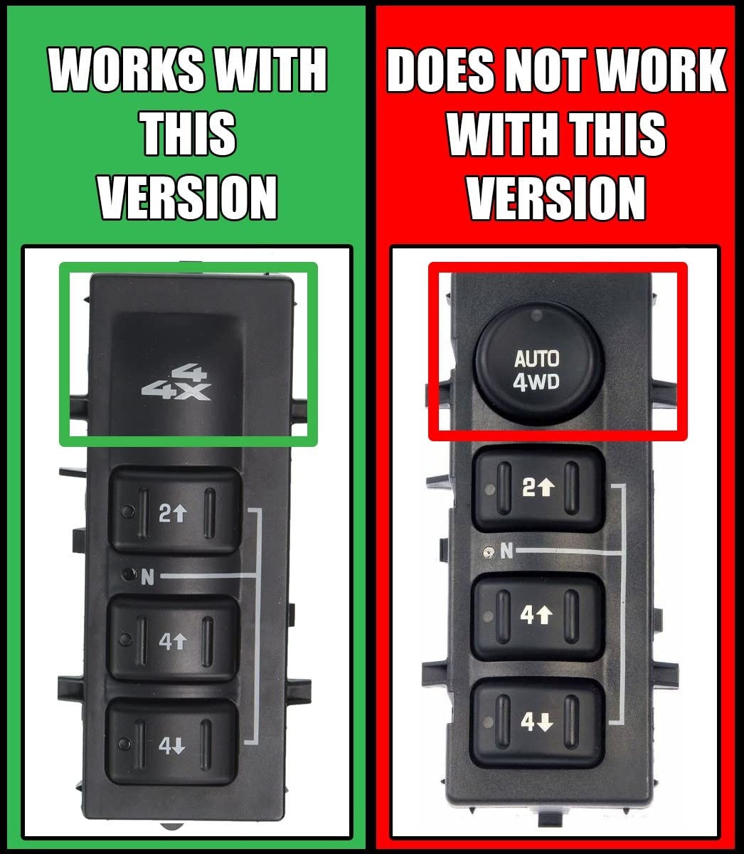 SWITCHDOCTOR 4WD 4x4 Selector Switch for 2003-2007 Silverado, Suburban, Avalanche, Yukon (Without Auto)