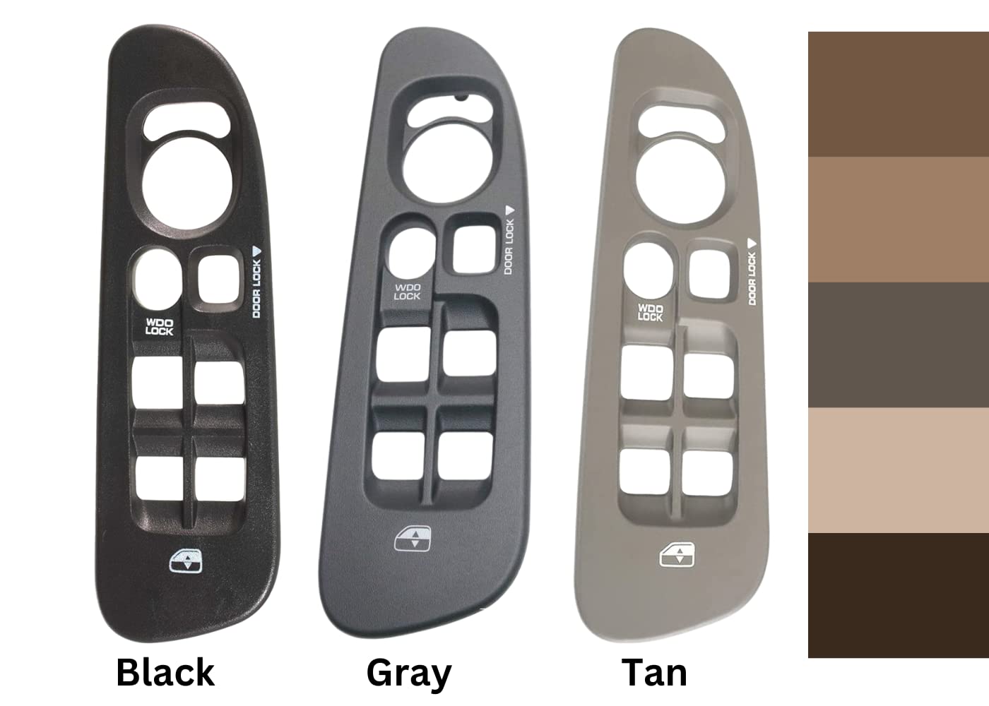 SWITCHDOCTOR Window Bezel Set Tan for 2002-2008 Dodge Ram 1500 2500 (Quad Cab, Crew, Khaki, Taupe, Tan, Beige, Light Gray)