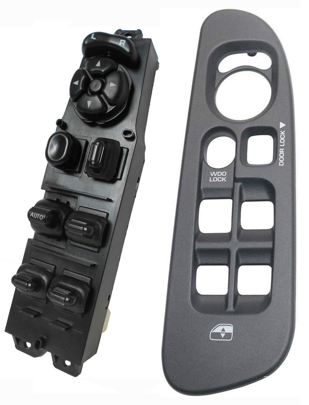 SWITCHDOCTOR Window Master Switch and Gray Bezel Set for 2002-2008 Dodge Ram 1500 2500 3500 (Quad Cab, Crew, Medium Slate Gray, 68171680AA, 56049805AB, 56049805AA, 56045334AE)