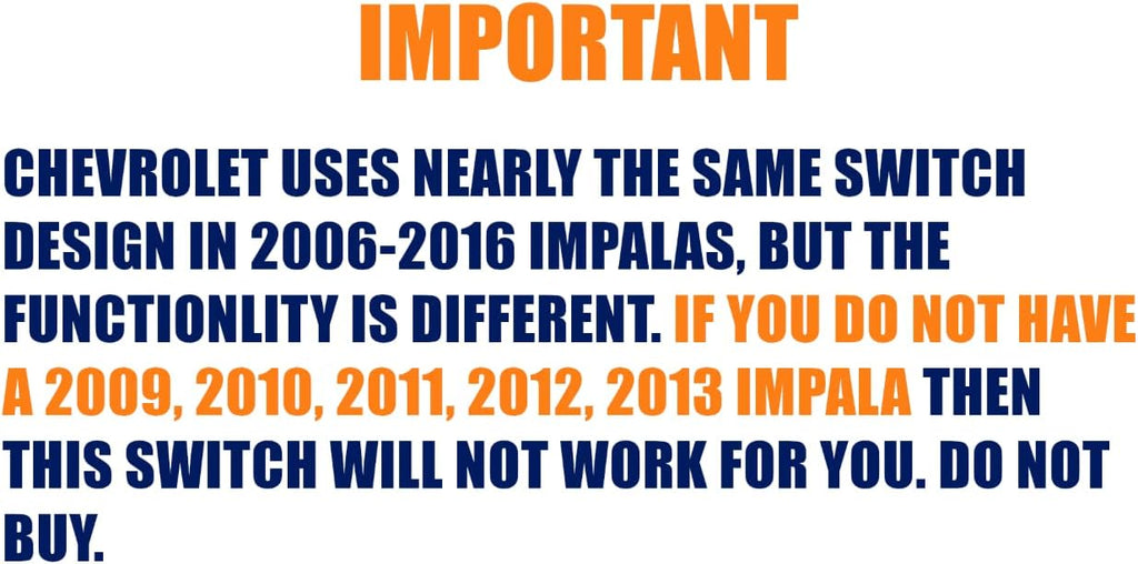 SWITCHDOCTOR Window Master Switch for 2009-2013 Chevrolet Impala