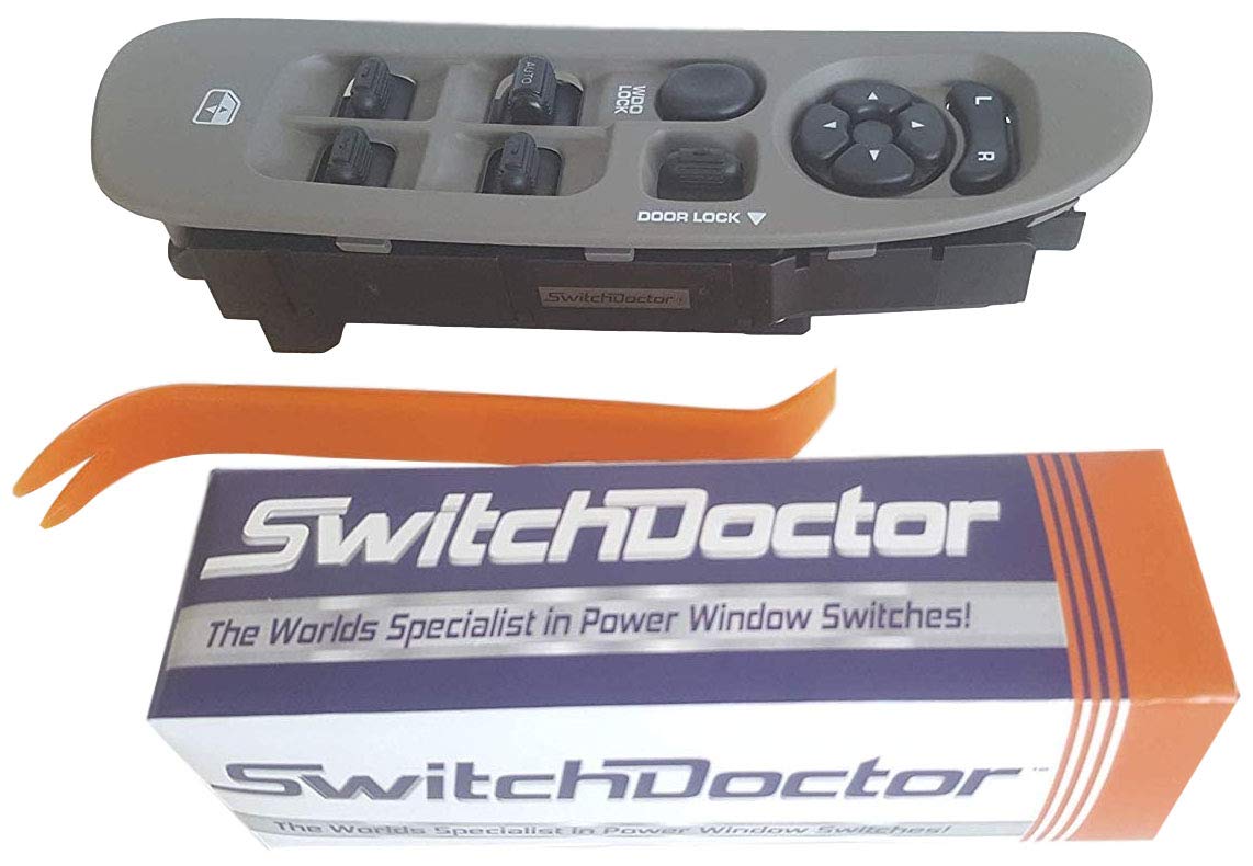 SWITCHDOCTOR Fully Assembled Window Switch & Tan Bezel Set for 2002-2008 Dodge Ram (68171680AA, 56049805AB, 56049805AA, 56045334AE, Quad Cab, Crew, Khaki/Taupe/Tan/Light Gray)
