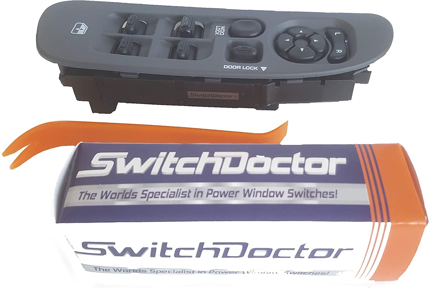 SWITCHDOCTOR Fully Assembled Window Master Switch & Gray Bezel Set for 2002-2008 Dodge Ram (Quad Cab, Crew, 68171680AA, 56049805AB, 56049805AA, 56045334AE, Medium Slate Gray)