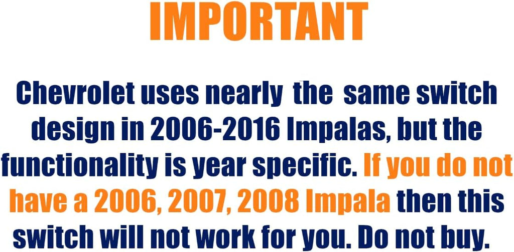 SWITCHDOCTOR Window Master Switch for 2006-2008 Chevrolet Impala