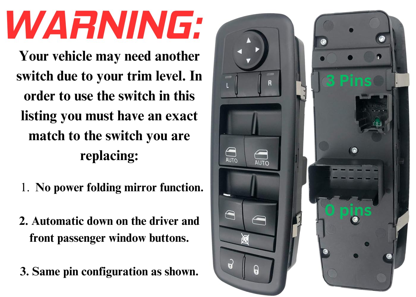 SWITCHDOCTOR Window Master Switch compatible with Toyota Cressida 1985-1988