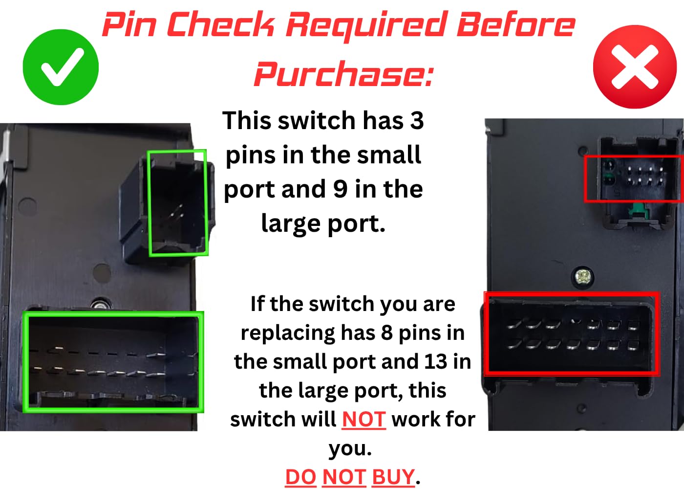 SWITCHDOCTOR Window Master Switch Compatible with Chrysler Town and Country 2008-2010