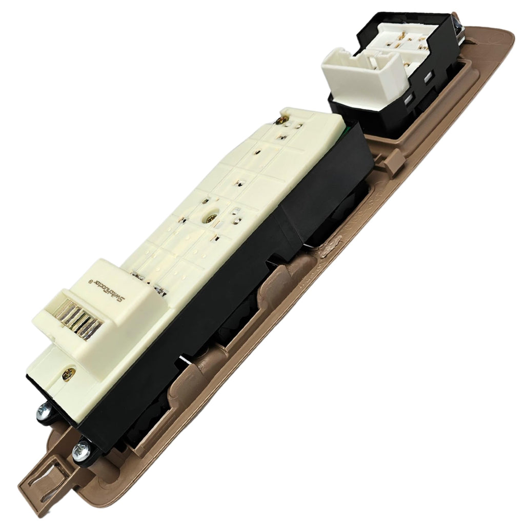 SWITCHDOCTOR Window Master Switch & Dark Tan Bezel for 2001-2004 Toyota Tacoma (Double Cab) (84820-04020, 74202-35010-E0, Medium Oak)