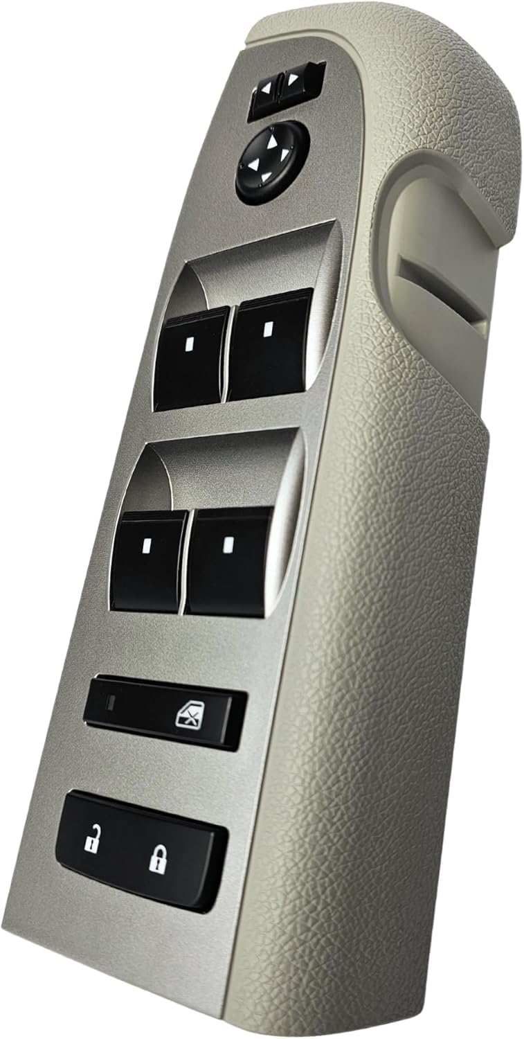 SWITCHDOCTOR Window Switch Master Switch, Gray Bezel, Lock, & Mirror for 2010-2013 Chevrolet Silverado & GMC Sierra (22968508, Light Titanium, 20945129, Crew, Extended Cab Pickup, Chevy, Control)