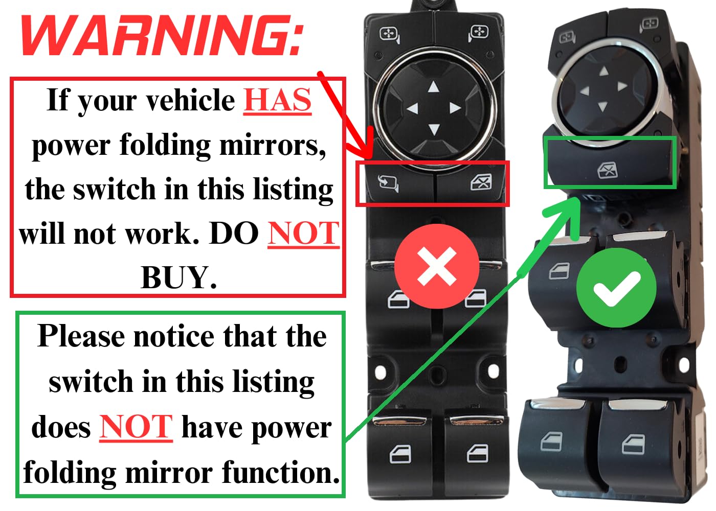 SWITCHDOCTOR Window Master Control Switch for 2015-2019 Ford F-150 and Edge without Power Folding Mirrors (Super Cab, Supercrew, Genuine Original Equipment)