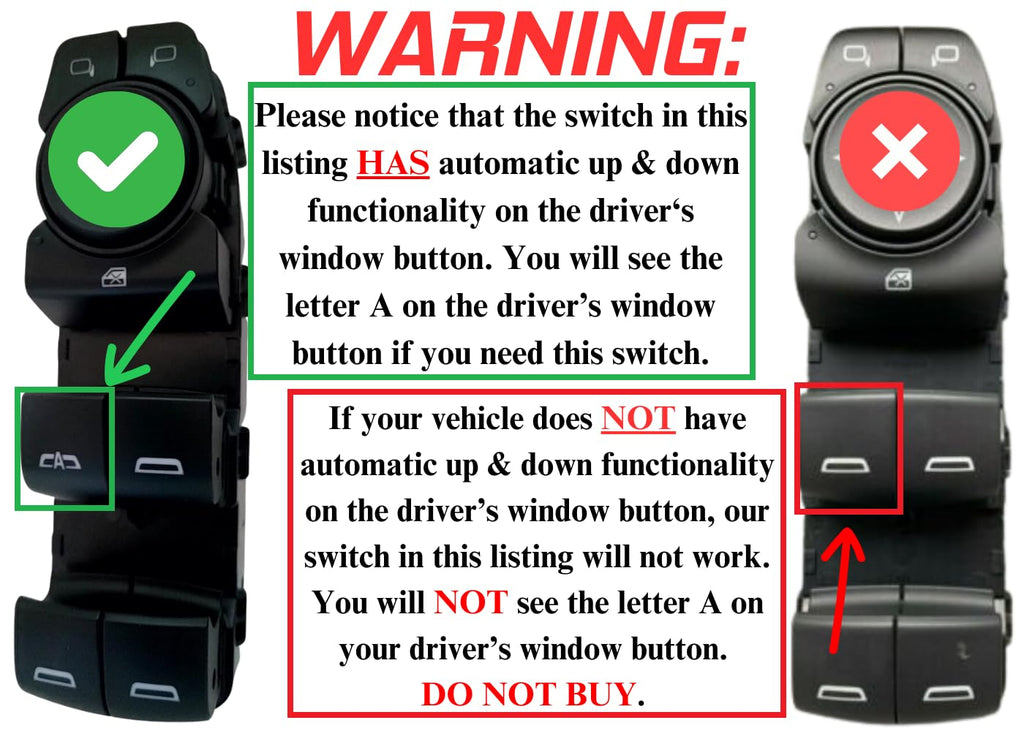 SWITCHDOCTOR Window Master Switch compatible with 2019-2022 Blazer; 2018-2021 Traverse & Terrian; 2018-2022 Equinox (Automatic Up & Down Functionality Driver's Door) (23326295, 84151775, 84512890)