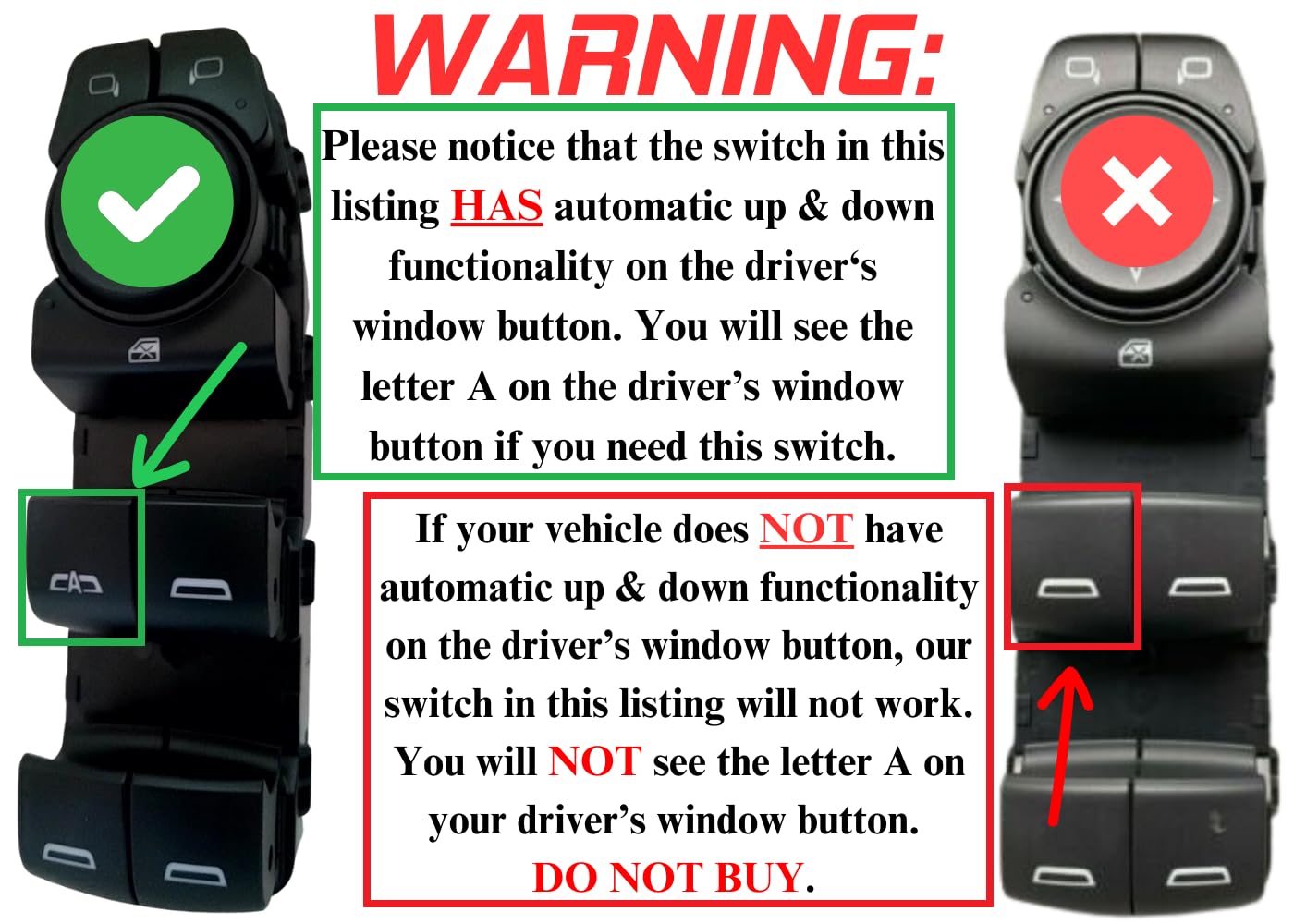 SWITCHDOCTOR Window Master Switch compatible with 2019-2022 Blazer; 2018-2021 Traverse & Terrian; 2018-2022 Equinox (Automatic Up & Down Functionality Driver's Door) (23326295, 84151775, 84512890)