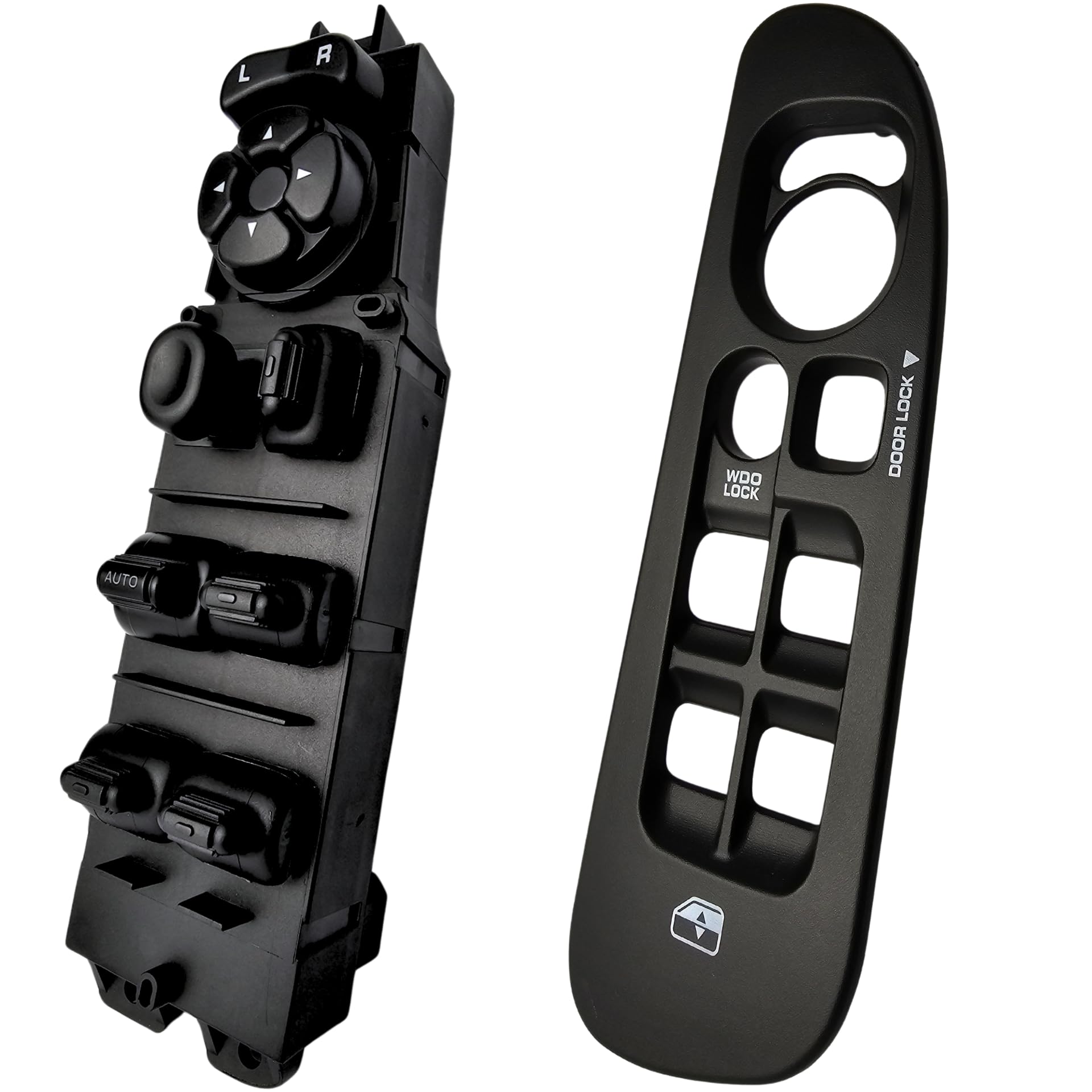 SWITCHDOCTOR Window Master Switch & Bezel Set for 2002, 2003, 2004, 2005, 2006, 2007, 2008 Dodge Ram (Quad Cab, Crew) (Black Bezel)