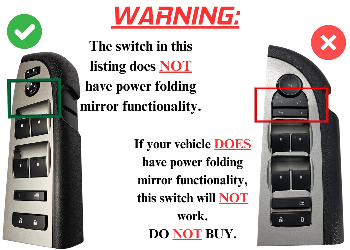 SWITCHDOCTOR Window Master Switch Assembly for 2010, 2011, 2012, 2013 Silverado & GMC Sierra (Without Power Folding Mirrors, Crew, Extended Cab, Full Assembly, Control)