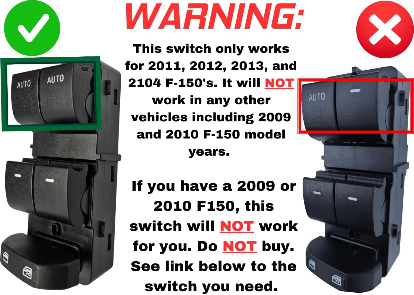 SWITCHDOCTOR Window Master Switch for 2011-2014 Ford F-150 F150 (Super Cab, Supercrew, Double Cab, BE5Z-14529-AB, Truck, Power, Control, Button)