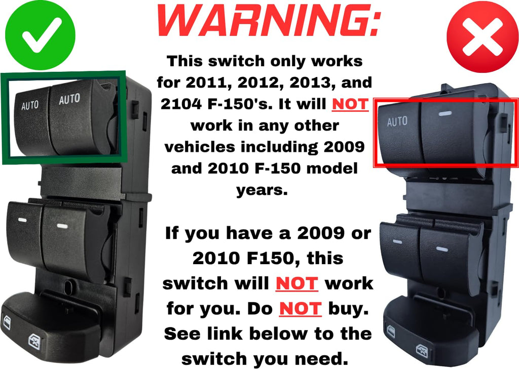 SWITCHDOCTOR Window Master Switch compatible with 2011-2014 Ford F-150 F150 (BE5Z-14529-AB, Power, Control, Button)