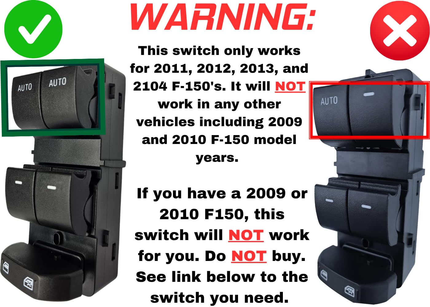 SWITCHDOCTOR Window Master Switch compatible with 2011-2014 Ford F-150 F150 (BE5Z-14529-AB, Power, Control, Button)