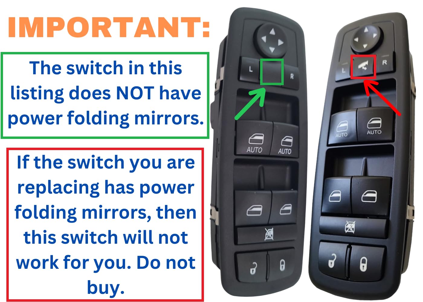 SWITCHDOCTOR Window Master Switch compatilbe with 2013-2015 Ram; 2012-2016 Town & Country; 2012-2020 Grand Caravan