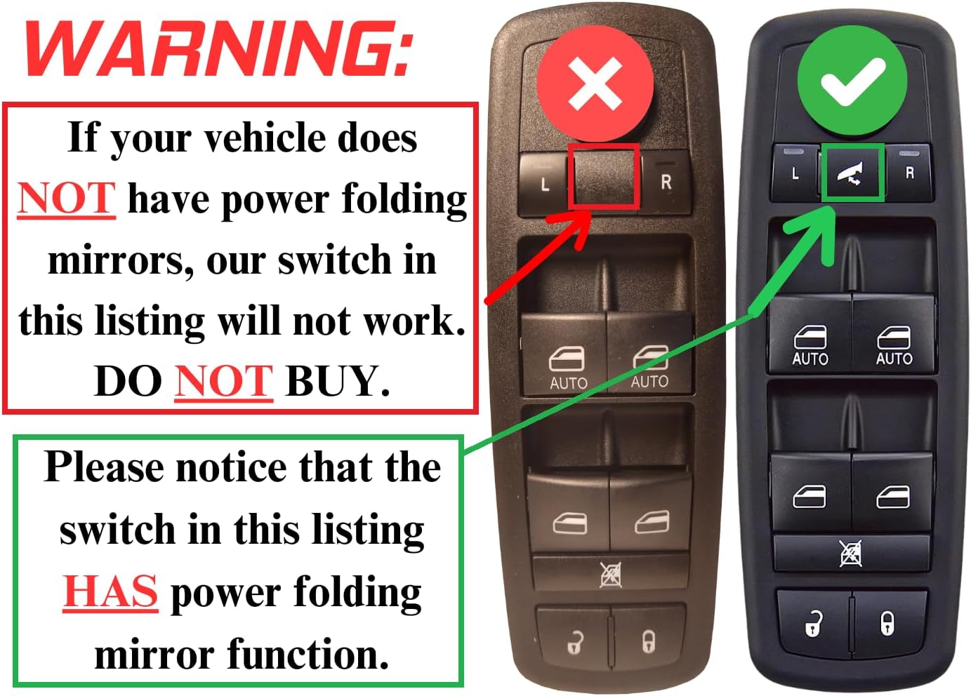 SWITCHDOCTOR Window Master Switch for 2012-2016 Dodge Grand Caravan, Chrysler Town & Country and 2012, 2015 Dodge Ram C/V (Van, Power, Control, Button)