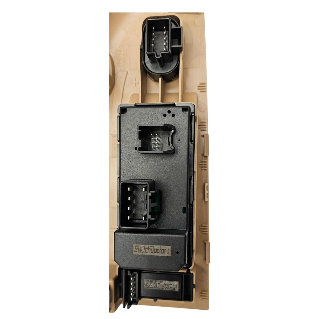 SWITCHDOCTOR Window Master Switch, Tan Bezel, Lock, & Mirror for 2007-2009 Chevrolet Silverado & GMC Sierra (Full Assembly, Crew, Extended Cab Pickup, Cashmere, Chevy)