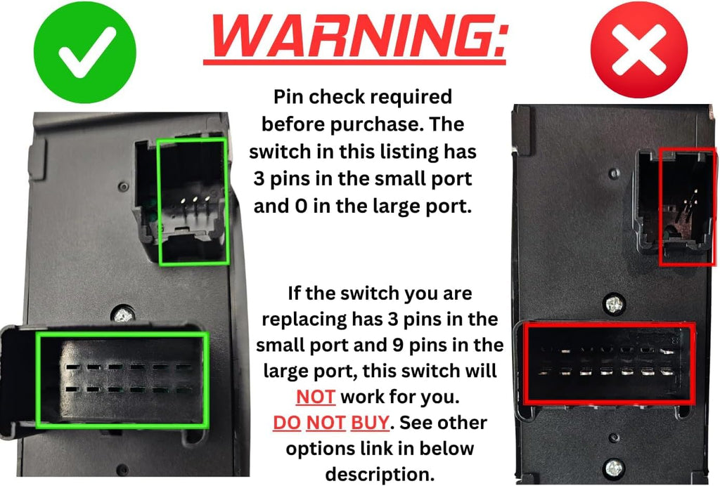 SWITCHDOCTOR Window Master Switch Compatible with Chrysler Town and Country 2008-2010 (1 Touch Down)