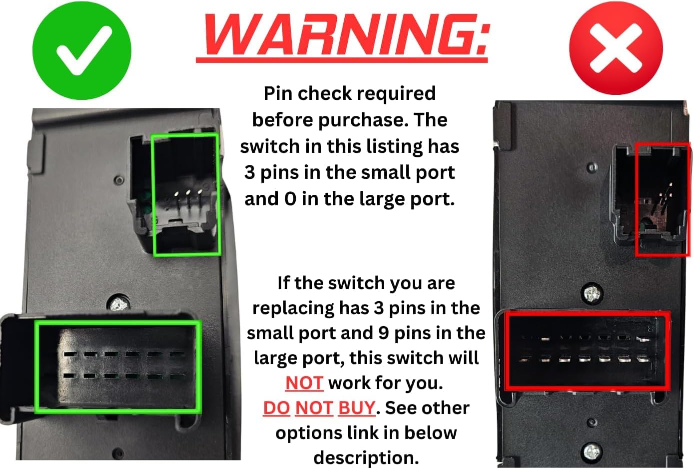SWITCHDOCTOR Window Master Switch Compatible with Chrysler Town and Country 2008-2010 (1 Touch Down)