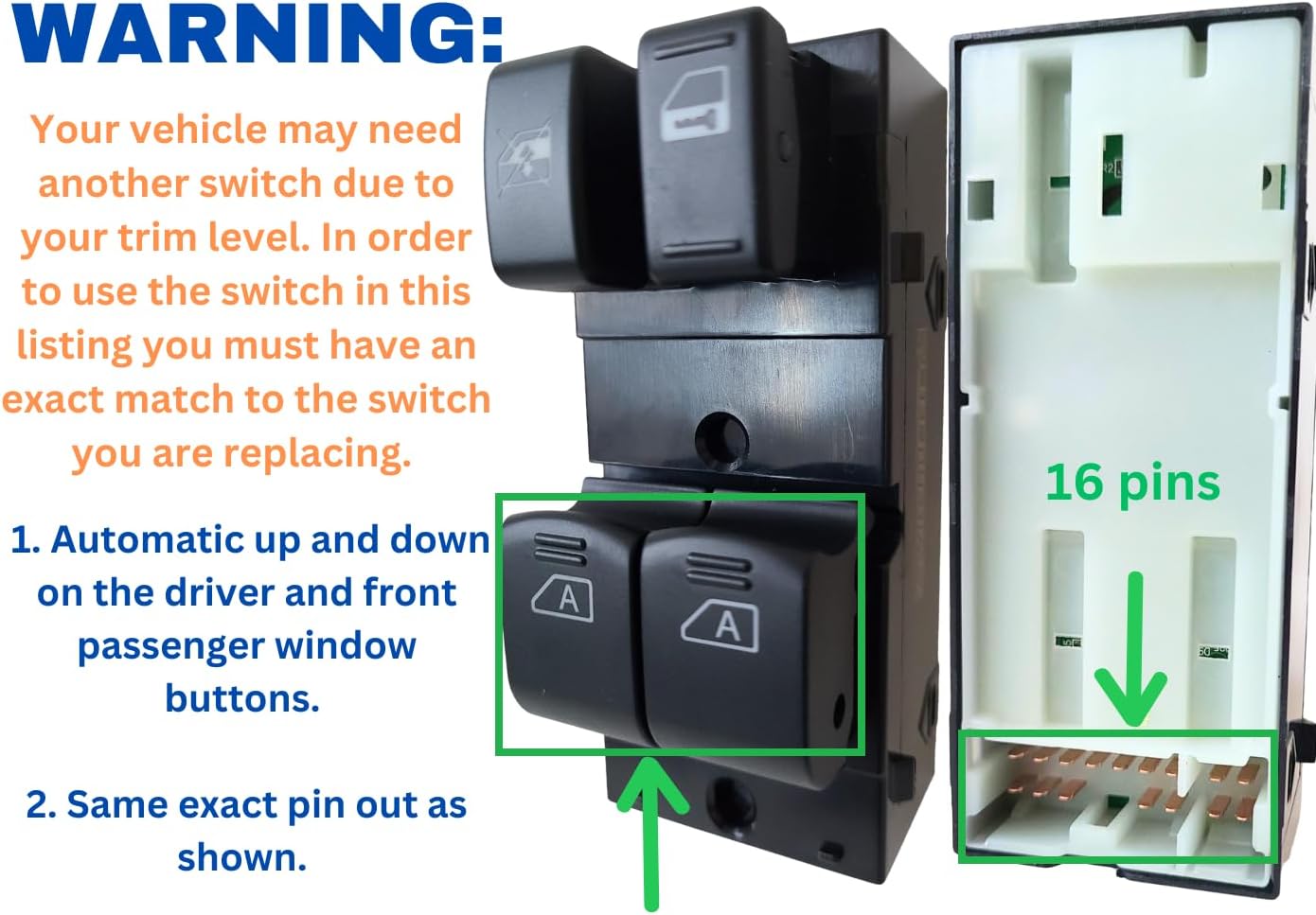 SWITCHDOCTOR Window Master Switch for 2003-2008 Nissan 350Z 25401-CD02D