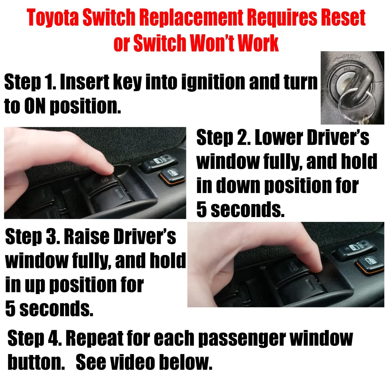 SWITCHDOCTOR Window Master Switch Compatible with Toyota Corolla 2003-2008 84820AA070