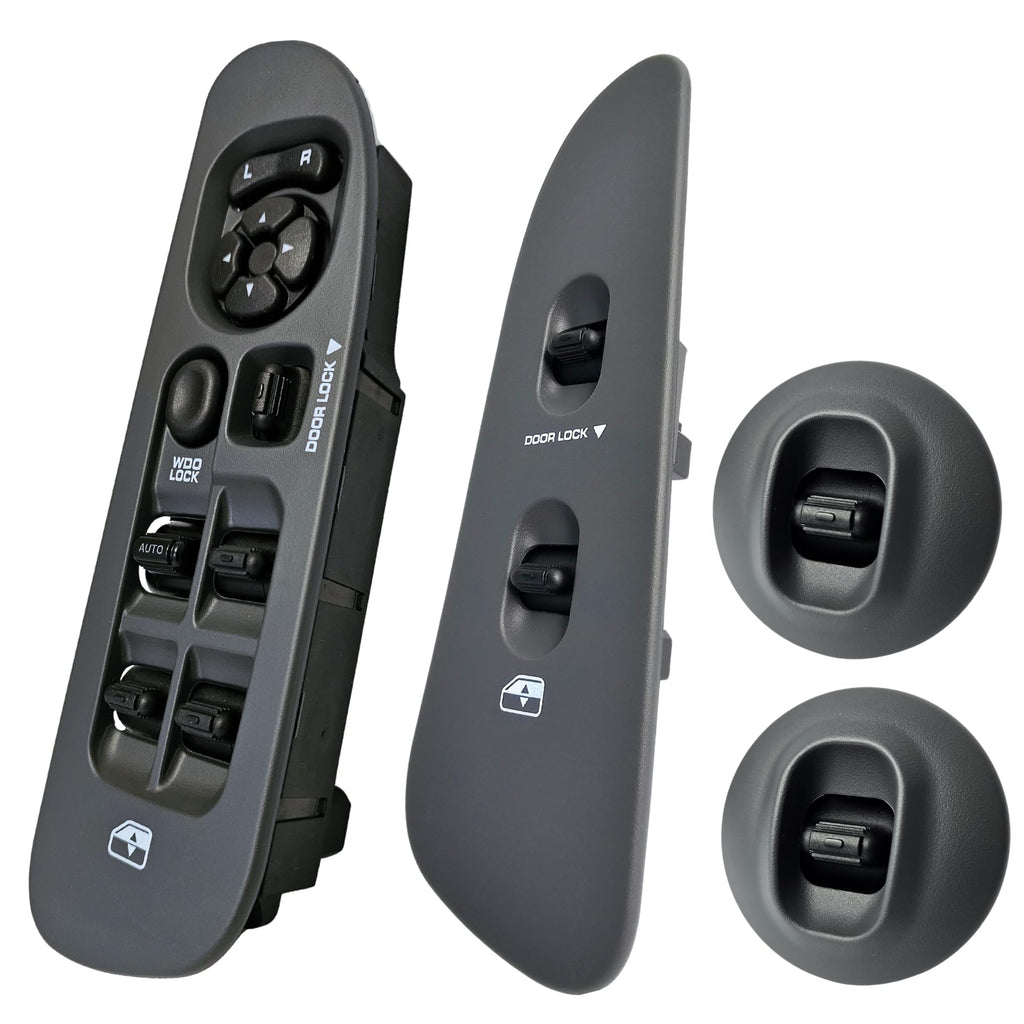 SWITCHDOCTOR Window Master Switch & Passenger Assembly for 2002, 2003, 2004, 2005, 2006, 2007, 2008 Dodge Ram (Quad Cab, Crew, Gray Bezel, Full Assembly)