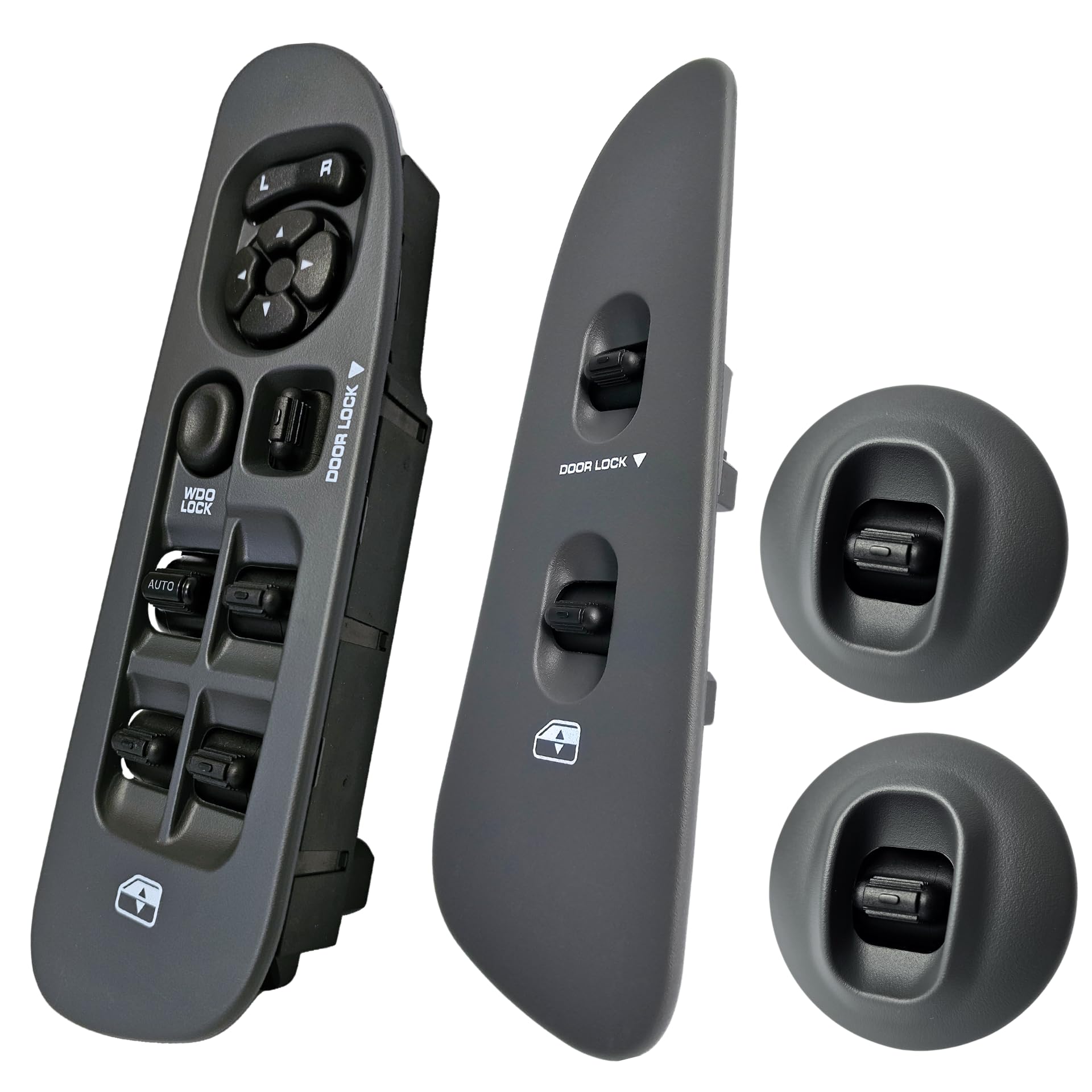SWITCHDOCTOR Window Master Switch & Passenger Assembly for 2002, 2003, 2004, 2005, 2006, 2007, 2008 Dodge Ram (Quad Cab, Crew, Gray Bezel, Full Assembly)