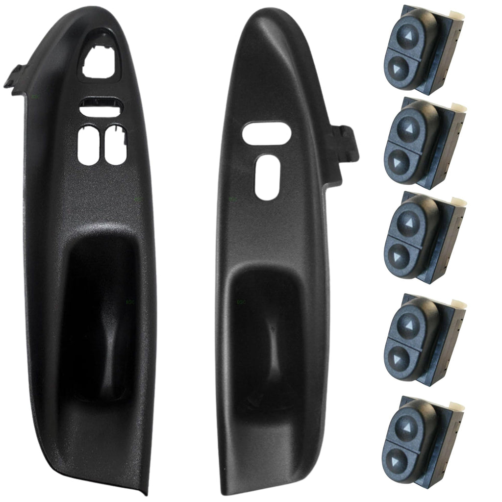 SWITCHDOCTOR Window Master and Front Passenger Bezel set for 1994-1998 Ford Mustang Coupe (Panel, Cover, Trim, Lock, Window Switch)